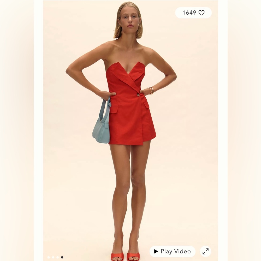 NWT Anthropologie Maeve Red Sleevess Blazer Romper 💋
